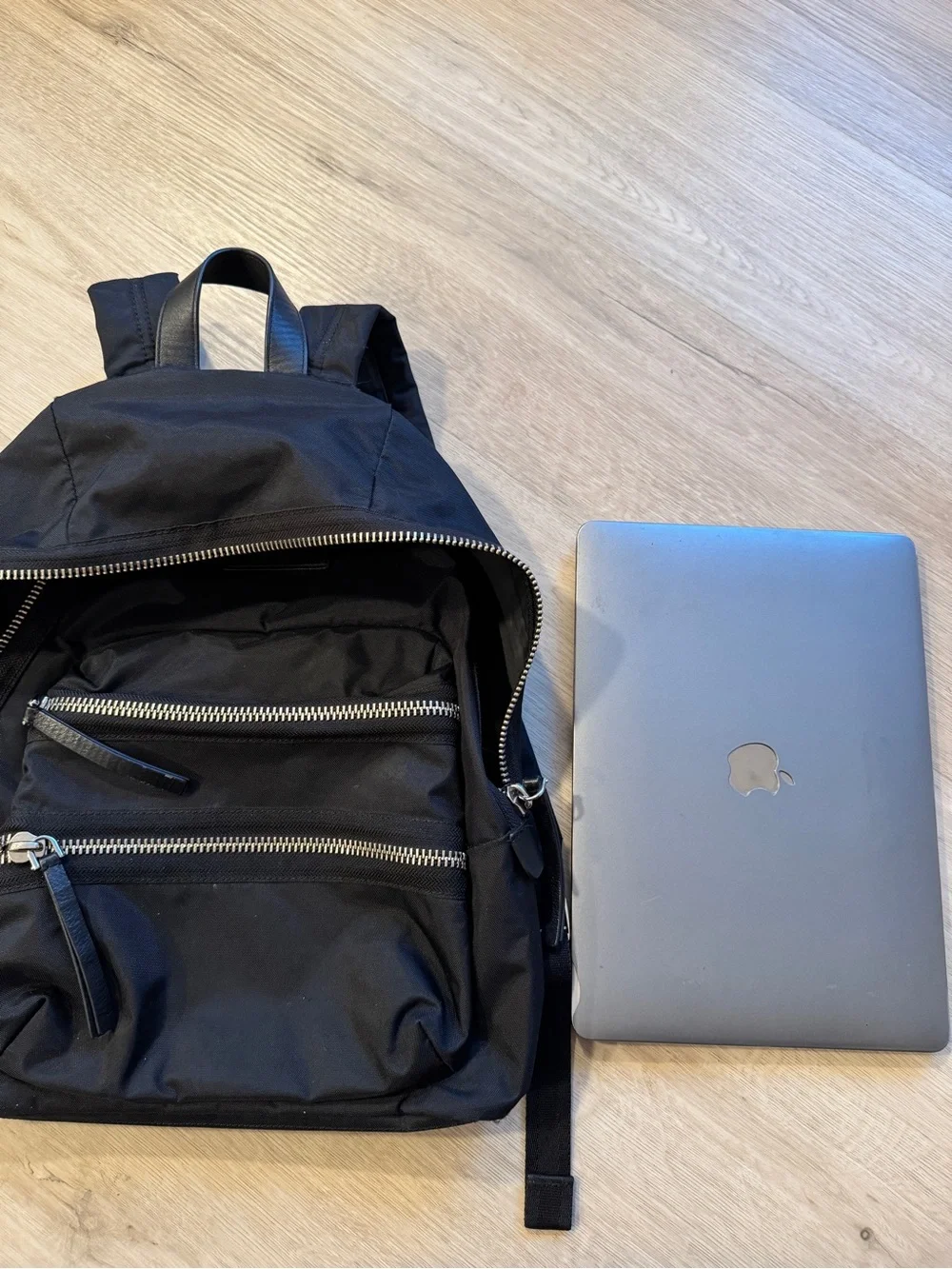 Marc Jacobs Black Nylon Backpack with Silver-Tone Hardware